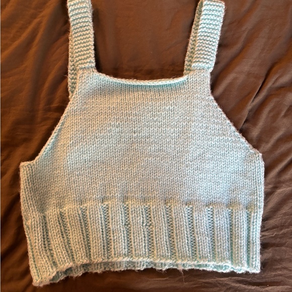 Handmade Knitted Turquoise Tank Top - Picture 3 of 3